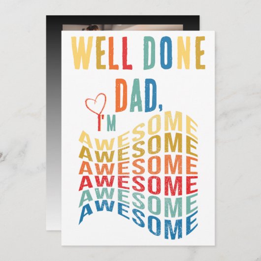 よくやったパパ、私は最高！お父さんの日におすすめのユーモアあふれる名言 シーズンカード (正面/裏面)