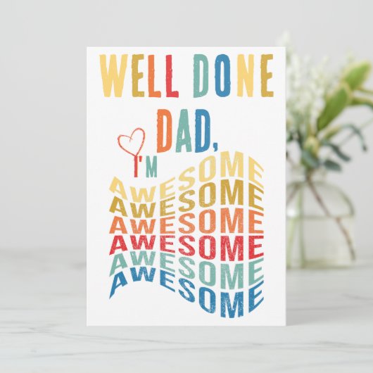 よくやったパパ、私は最高！お父さんの日におすすめのユーモアあふれる名言 シーズンカード (スタンド正面)