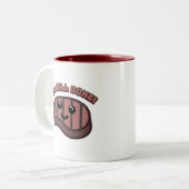 よくやった！キュートで丁寧に作られたステーキアニメ ツートーンマグカップ (正面左)