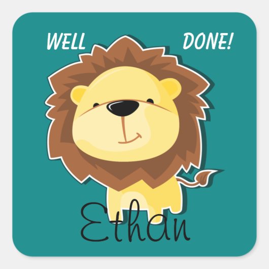 よくやった！[子の名前を挿入]四角ステッカー スクエアシール (正面)