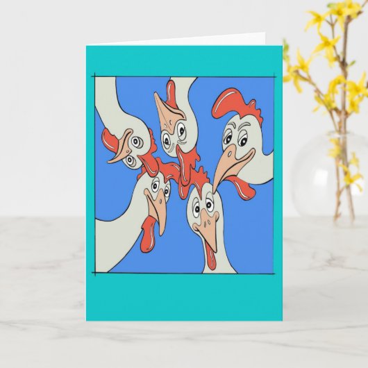 よくカードを手に入れるあなたを見る漫画の鶏 カード (黄色い花)