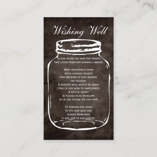 よくカードを望む茶色の田舎臭いメイソンの瓶 エンクロージャーカード (正面)