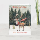 よくスタイリッシュ着飾った水の色トナカイの木の車 カード (正面)