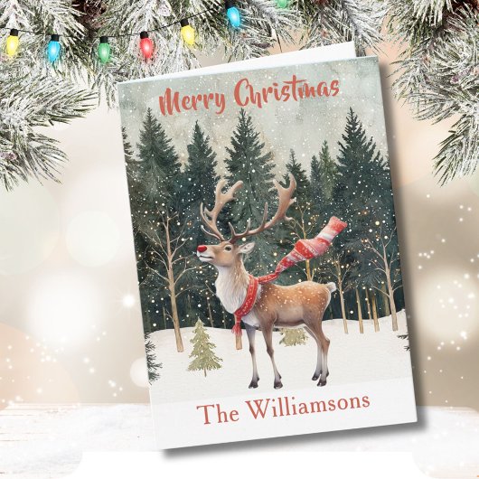 よくスタイリッシュ着飾った水の色トナカイの木の車 カード