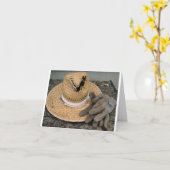 よく使われたガーデンハットと手袋 カード (黄色い花)