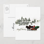 よく古いクリスマス シーズンポストカード (正面/裏面)