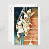 よく古いクリスマス シーズンポストカード (正面/裏面)