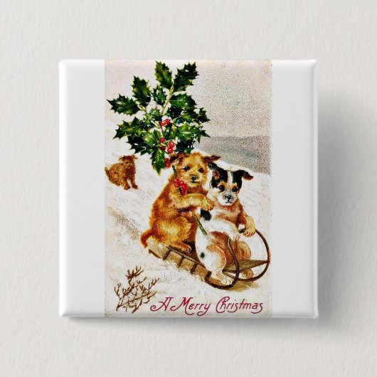 よく古いクリスマス 缶バッジ (正面)