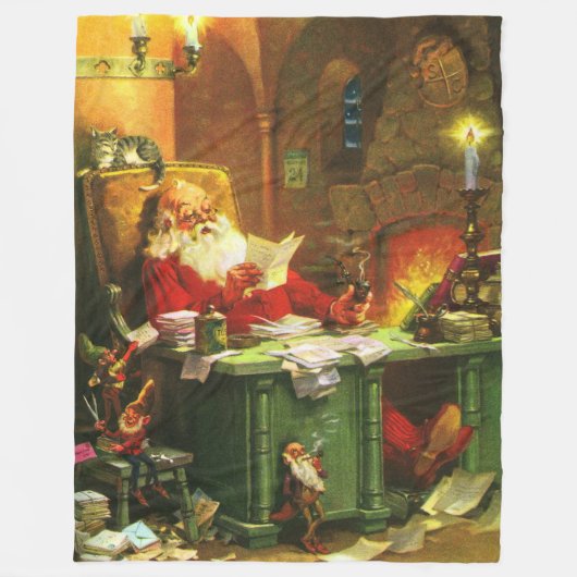 よく古いサンタクロース フリースブランケット (正面)