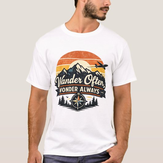 よく旅をし、いつも驚きを Tシャツ (正面)