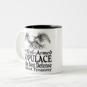 よく武装させていた住民は最も最高のな防衛です ツートーンマグカップ (正面左)