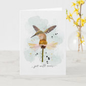 よく水の色を取得Sketchy Doodle Hummingbird カード (黄色い花)