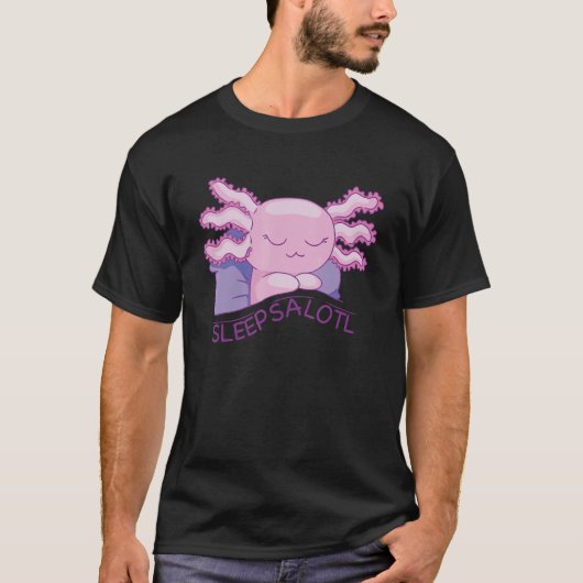 よく眠るLotl  夢を見るAxolotl Tシャツ (正面)