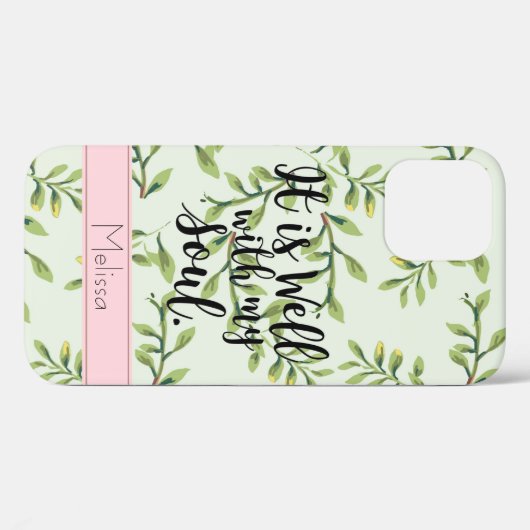 よく私の精神の緑の葉の引用文の電話箱と Case-Mate iPhoneケース (裏面 (横))