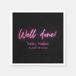 よく行われたネオンピンクモダンの卒業パーティー スタンダードカクテルナプキン