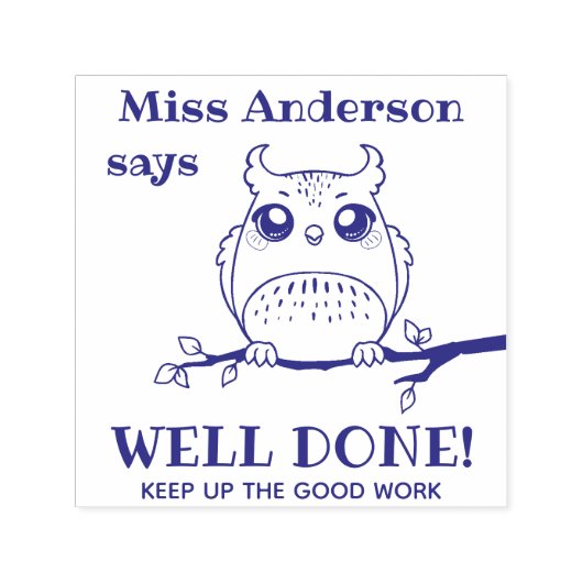 よく行われたフクロウカスタム先生プレインクスタンプ セルフインキングスタンプ (デザイン)