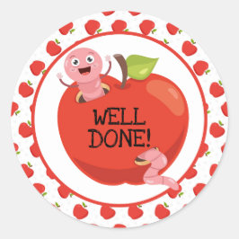 よく行われたリンゴとワームのクラシック丸いステッカー ラウンドシール