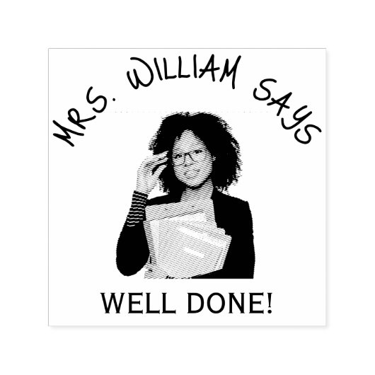 よく行われた先生写真&名前かわいいシンプルゴム セルフインキングスタンプ (デザイン)