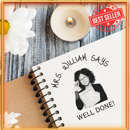 よく行われた先生写真&名前かわいいシンプルゴム セルフインキングスタンプ