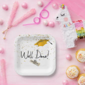 よく行われた卒業紙吹雪と金ゴールドキャップ ペーパープレート (パーティー)