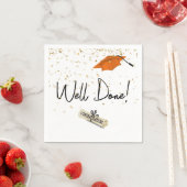 よく行われた卒業金ゴールド紙吹雪とオレンジキャップ スタンダードカクテルナプキン (インサイチュ)