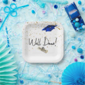 よく行われた卒業金ゴールド紙吹雪とブルーキャップ ペーパープレート (パーティー)