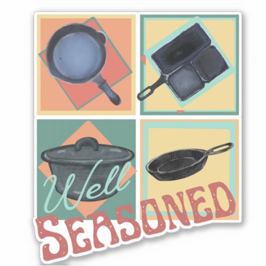 よく調味された鋳鉄のスキレットシール シール (正面)