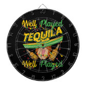 よく遊ばれたテキーラのCinco Deメーヨーのコーギー犬 ダーツボード (正面)