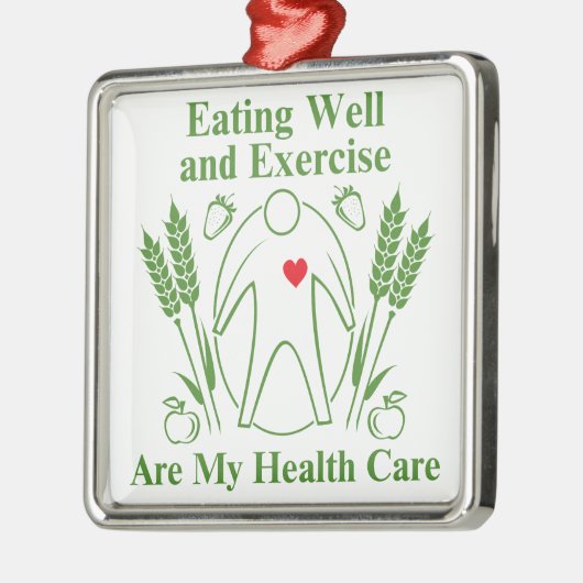 よく食べることはエクササイズ私のヘルスケアであり、 メタルオーナメント (左)