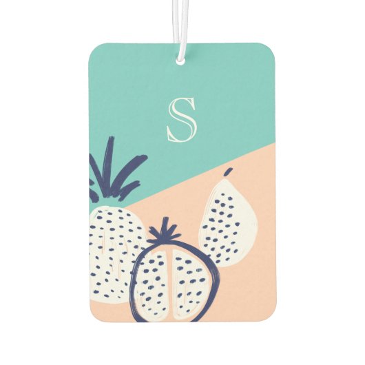 よく食べ旅行しばしばシックなトロピカルフルーツモノグラム カーエアーフレッシュナー (裏面)