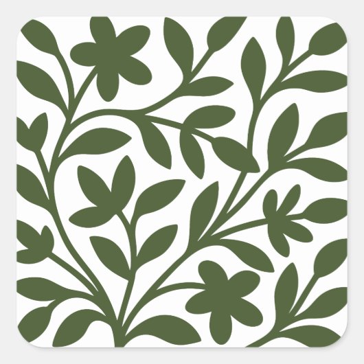 よじ登る植物の庭 緑のつる 花の葉 スクエアシール (正面)