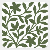 よじ登る植物の庭 緑の蔓 花の葉 スクエアシール (正面)