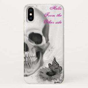 よそ側からスカルと花 iPhone X ケース