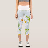 よだれかけの花レギンス – 黄色と白のDaisie カプリレギンス (正面)