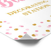 よだれかけ飾のステーションベイビーシャワーサインピンク金ゴールド ポスター (角)