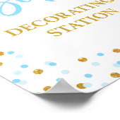 よだれかけ飾のステーションベイビーシャワーサインブルー金ゴールド ポスター (角)