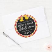 よだれかけ&リブBabyQラパーソナライズされたベル ラウンドシール (封筒)