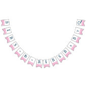 よだれかけ&リブBaByQ編集可能ピンクネイビーバーブシャワー バンティングフラッグ (全)