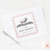 よだれかけ&リブBBQピンク素朴ギンガムベビーシャワー スクエアシール (封筒)