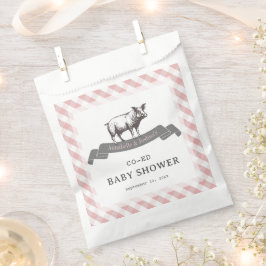 よだれかけ&リブBBQピンク素朴ギンガムベビーシャワー フェイバーバッグ