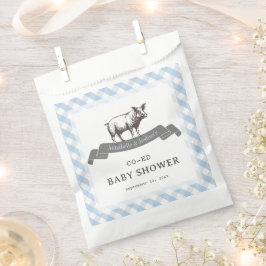 よだれかけ&リブBBQブルー素朴ギンガムベビーシャワー フェイバーバッグ