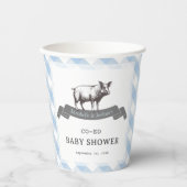 よだれかけ&リブBBQブルー素朴ギンガムベビーシャワー 紙コップ (正面)