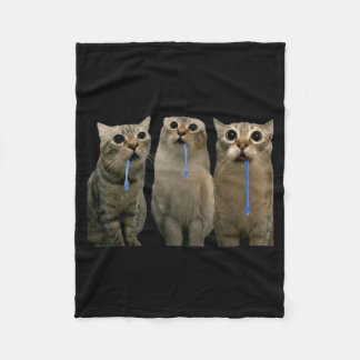 よだれをたらす猫に怒る猫 ダブル面白ミーム フリースブランケット