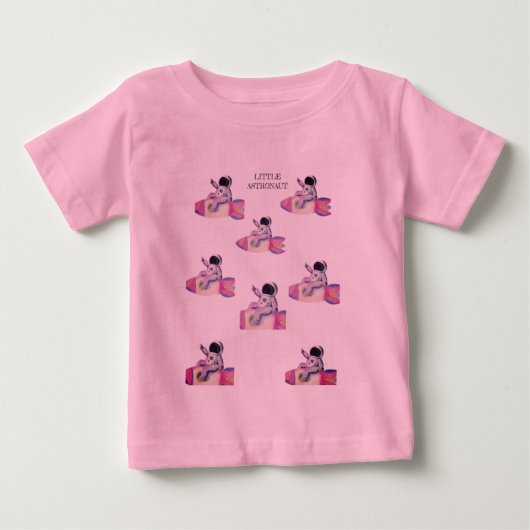 よちよち行け!アドベンチャーTシャツ宇宙飛行士ba ベビーTシャツ (正面)