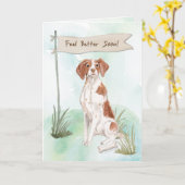 よのブリッタニーの感じ犬との外科の後で カード (黄色い花)