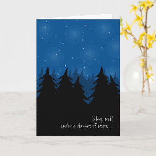 よの睡眠キャンプで子供へ星の毛布の下で カード (黄色い花)