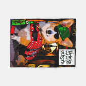 よの飲み物他とコーギー フリースブランケット (正面(横))