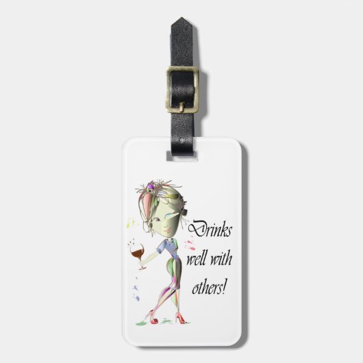 よの飲み物他のおもしろいなワインの芸術と ラゲッジタグ (正面縦)