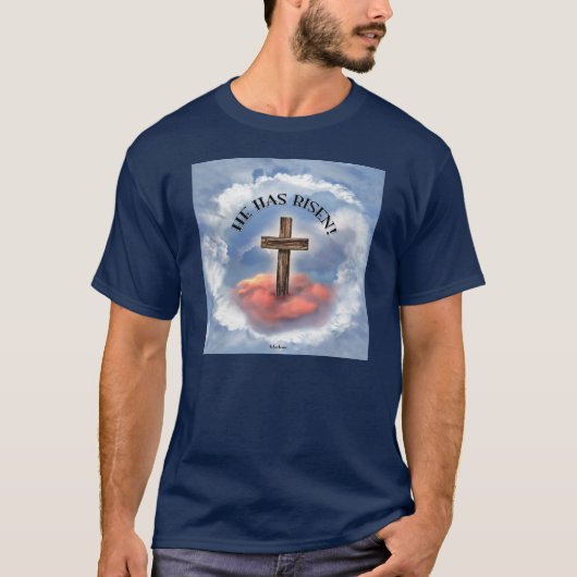 よみがえった 荒々しい十字架と雲 Tシャツ (正面)