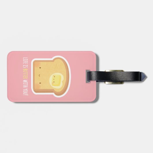 よりよいかわいいトーストおよびバター一緒に ラゲッジタグ (裏面横)